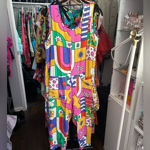 Nooworks Garden Suit WORMIVERSE Jumpsuit Bright, Summertime colors 100% Linen XS
